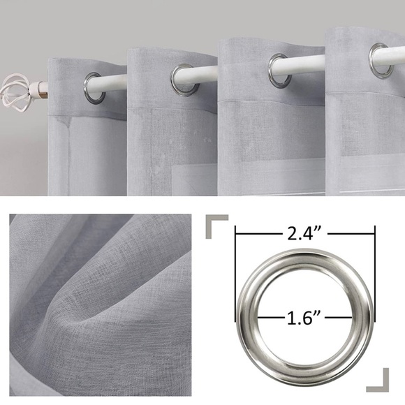 2 Sheer white Grommet set Curtain 54" x 84" (W x L) - Picture 4 of 5